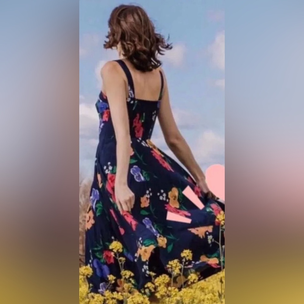 Anthropologie Maeve Vivienne Floral Maxi Handkerchief  Hem Dress - 0 - Picture 7 of 11